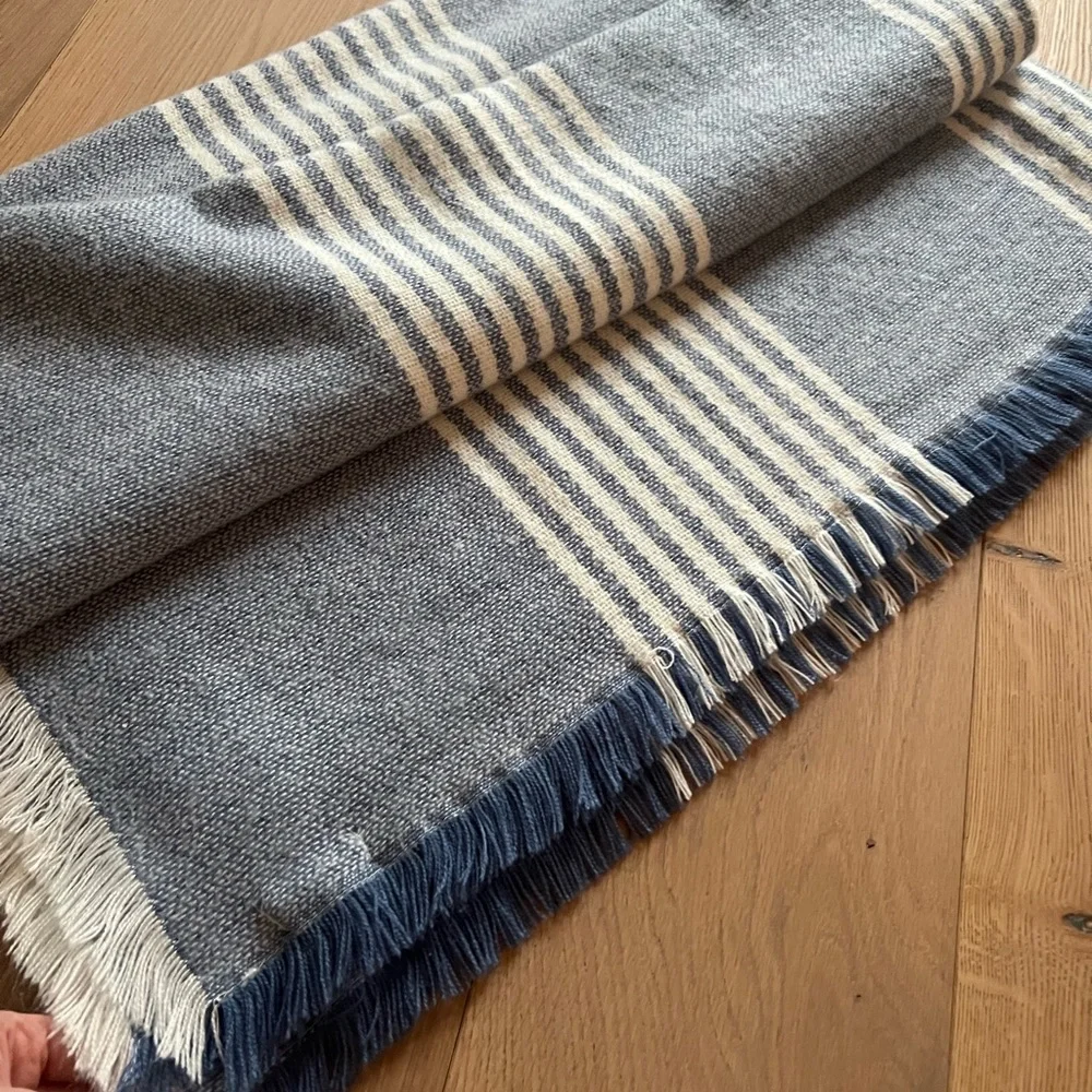 Pottery Barn clover fringe striped Throw farmhouse cottagecore very soft